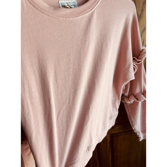 For the Republic Pink Ruffle Sleeve Sweatshirt XS - Picture 7 of 8